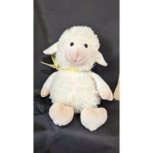 Just For You Lamb sheep Plush stuffed animal toy white pink yellow bow 14"